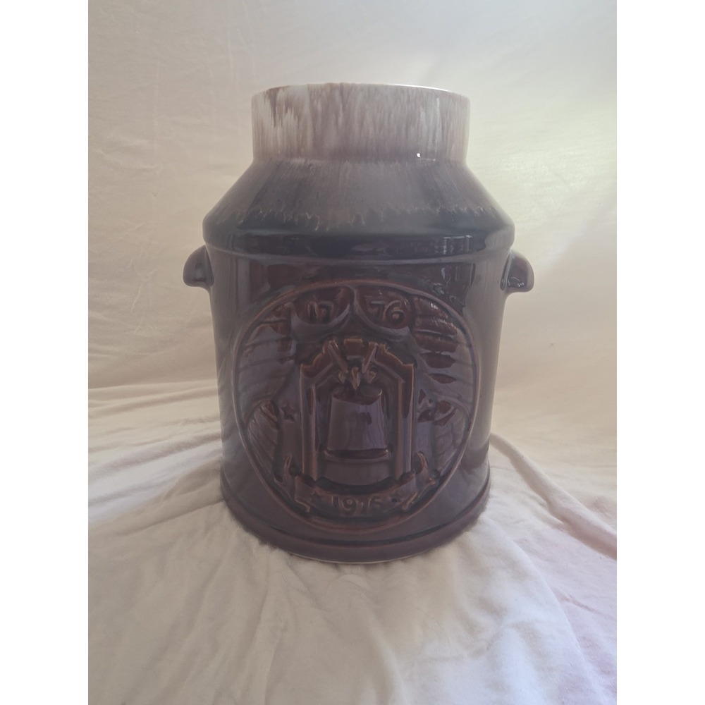 McCOY USA 154 BICENTENNIAL 1776-1976 LIBERTY BELL MILK CAN COOKIE JAR VTG